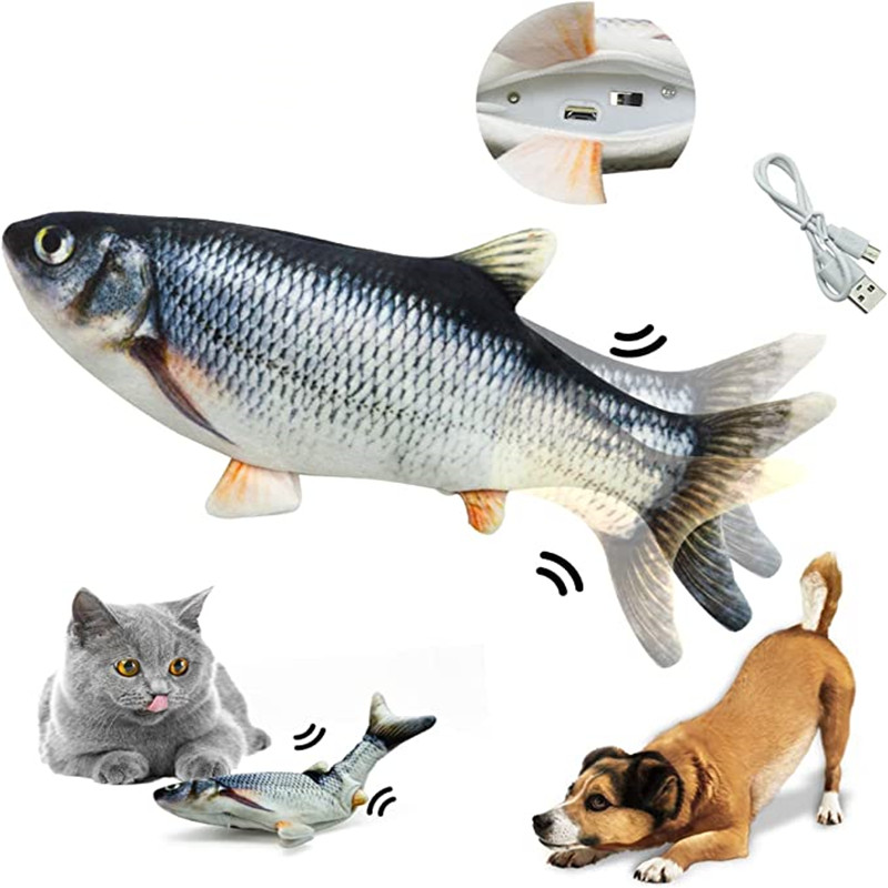 ألعاب القطط على شكل سمكة، تشحن - مراجعة Electric Floppy Fish Dog Toy وسعره