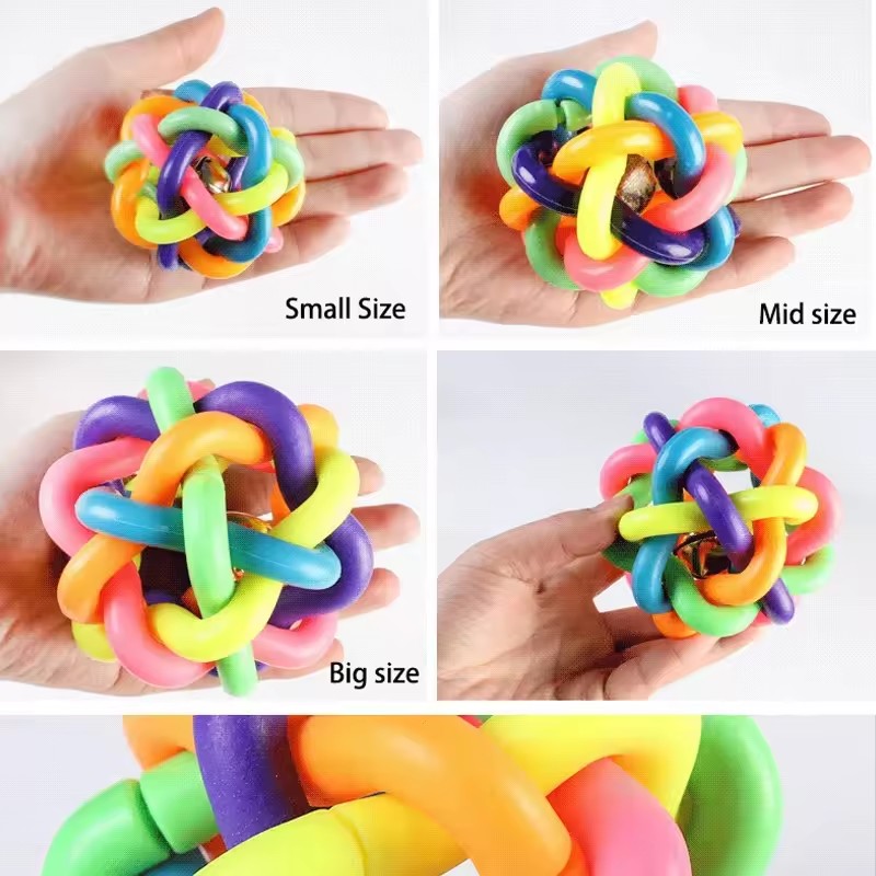 لعبة جرس ملونة منسوجة شهيرة لل - مراجعة Interactive Squeaky Plush Dog Toy وسعره
