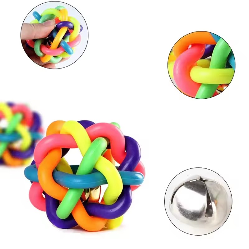 لعبة جرس ملونة منسوجة شهيرة لل - مراجعة Interactive Squeaky Plush Dog Toy وسعره